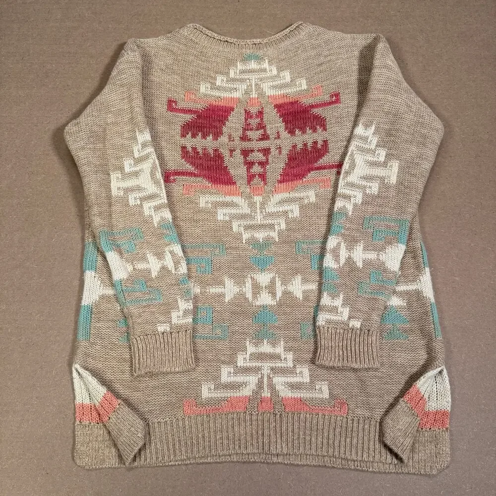 Lauren Ralph Lauren Knit Sweater Aztec Western Tribal Pattern Women’s Medium